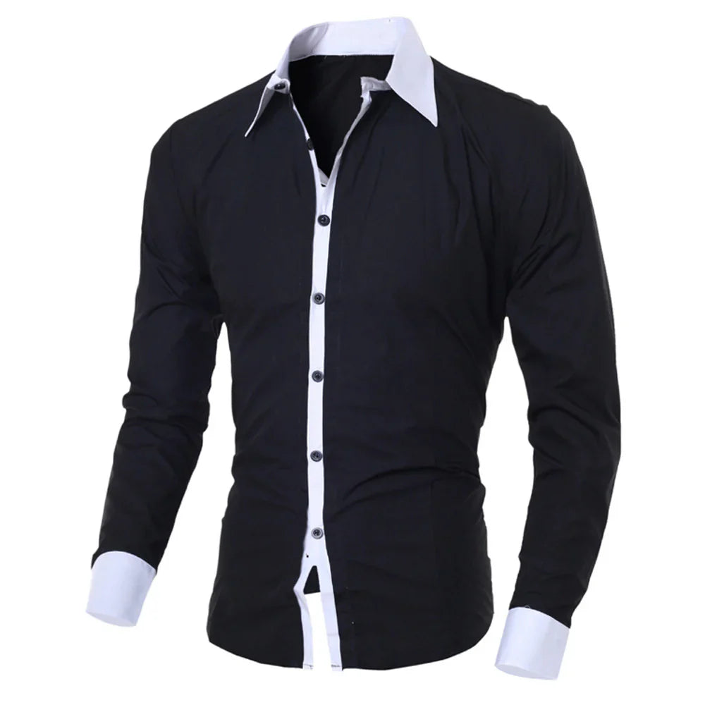 dual tone slim fit heren overhemd