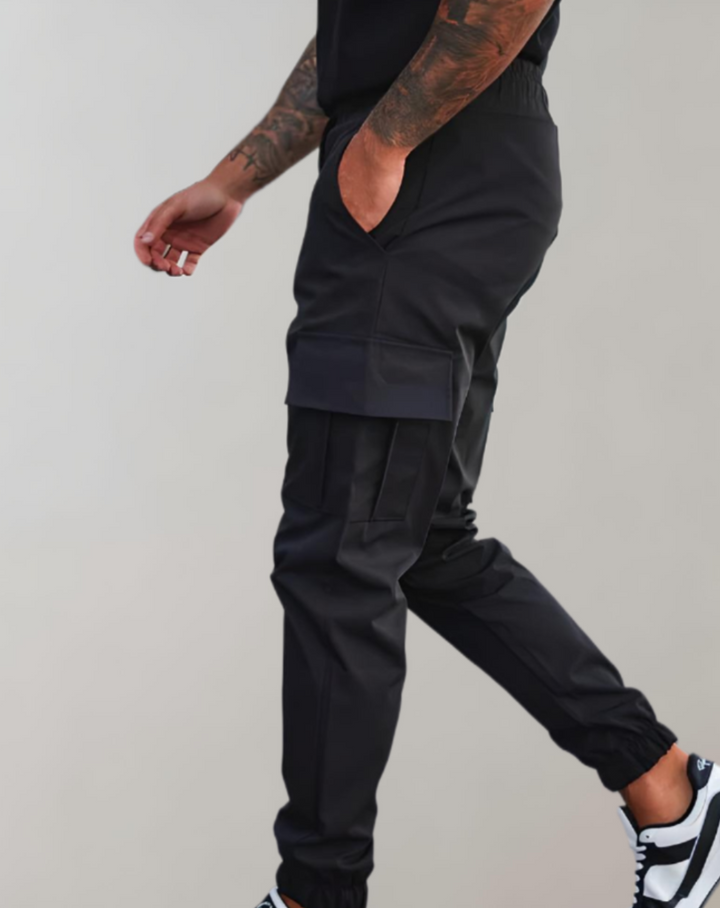 Slim fit, effen kleur jogger met meerdere zakken en rekbare taille