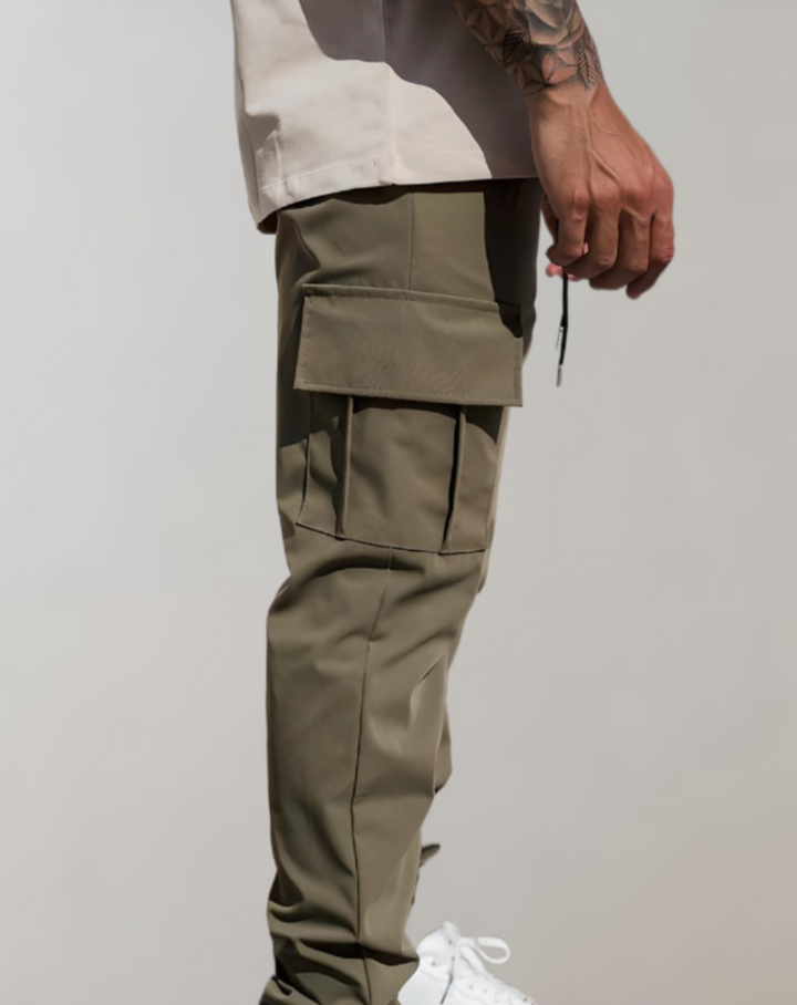 Slim fit, effen kleur jogger met meerdere zakken en rekbare taille