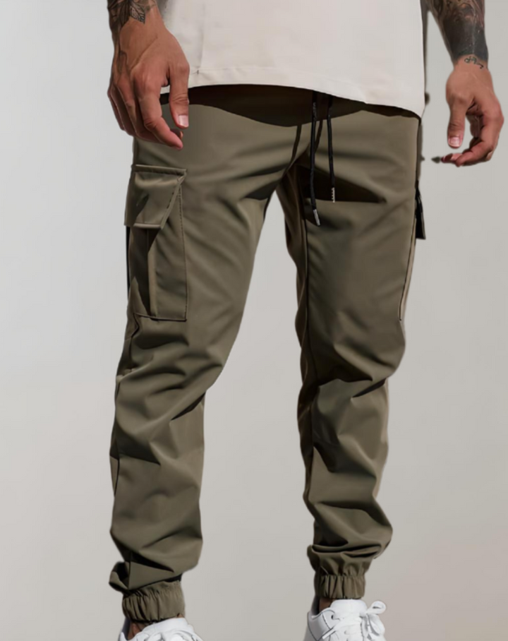 Slim fit, effen kleur jogger met meerdere zakken en rekbare taille