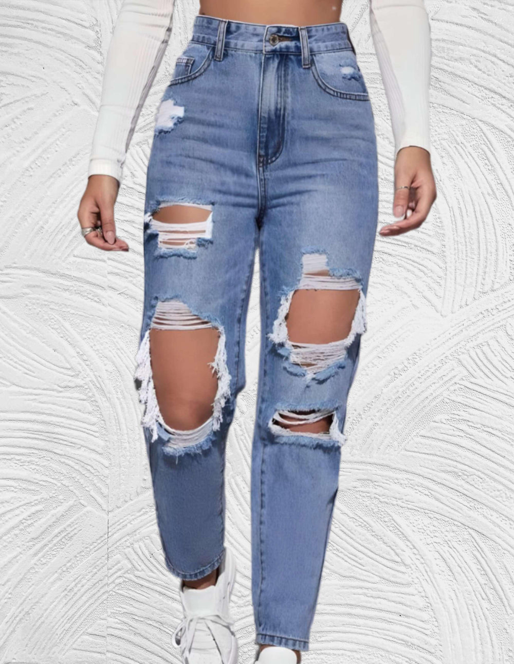 Lucy - Goed passende skinny jeans met gescheurd design en hoge taille - Miller-Mode